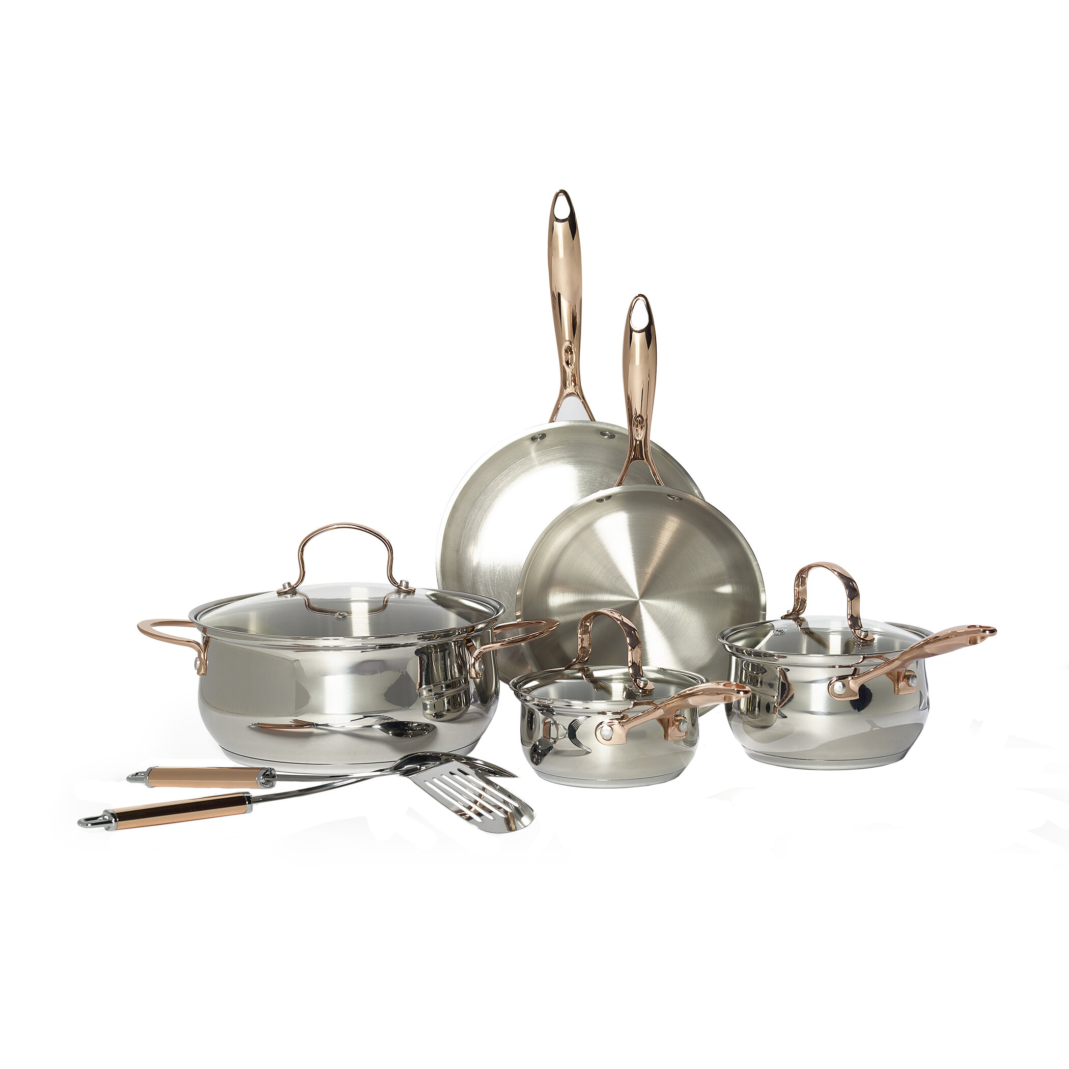 Cookware Set Stainless Steel 10-Piece Pots Pans And Utensils Oven Safe  Cooking