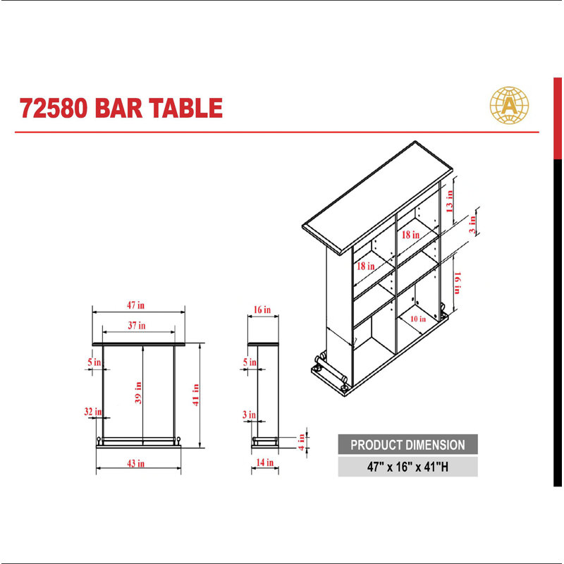 Table de bar blanche à 6 tablettes ultrabrillantes