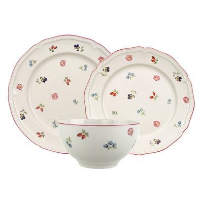 Petite Fleur 3 Piece Porcelain Place Setting, Service for 1