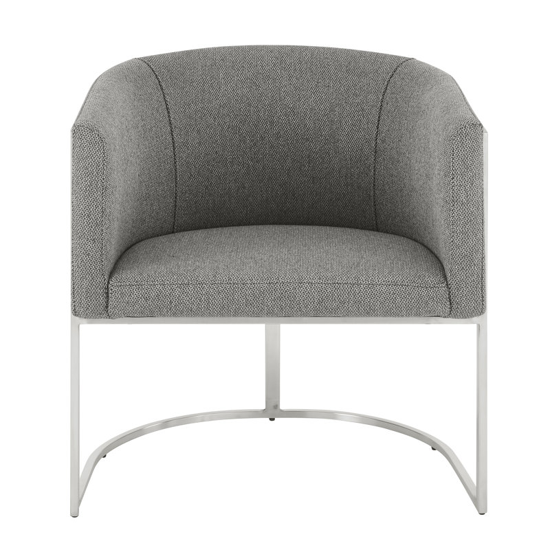 Chaise longue Keynsham en tissu gris avec base en acier inoxydable brossé
