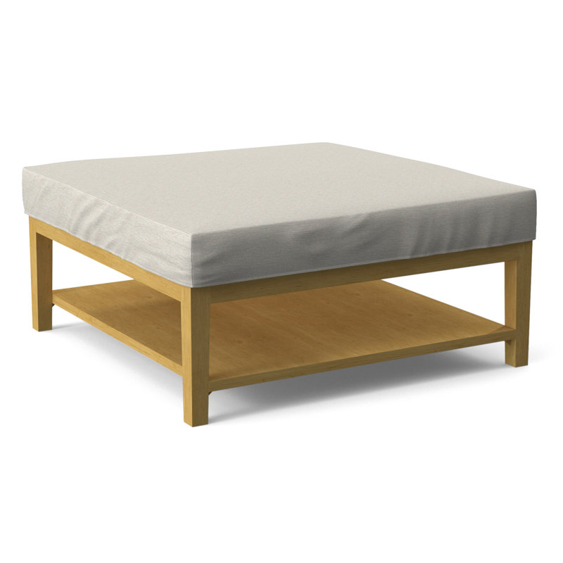 Hammond Square Ottoman, Antique Frost White Finish, White Performance Fabric; 0851-94