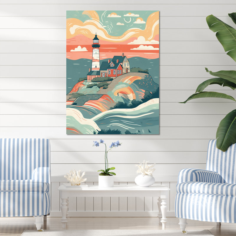 Bord de mer phare II, reproduction sur toile, H 32 po x l 24 po x P 1 po, Toile tendue