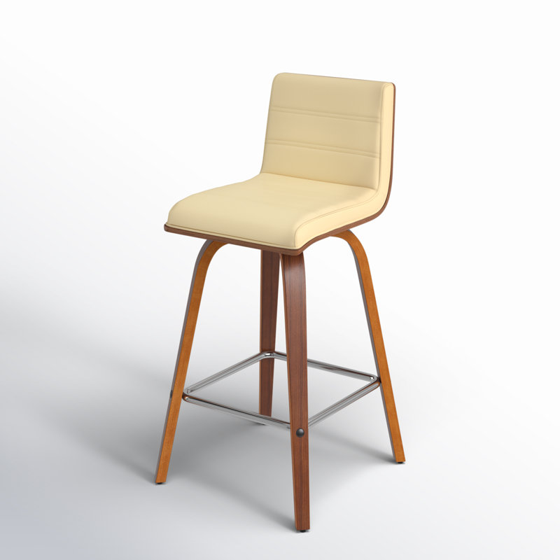 Tabouret de bar et de comptoir Biance, Noyer, Similicuir crème, Tabouret de comptoir (siège d'une hauteur de 26 p
