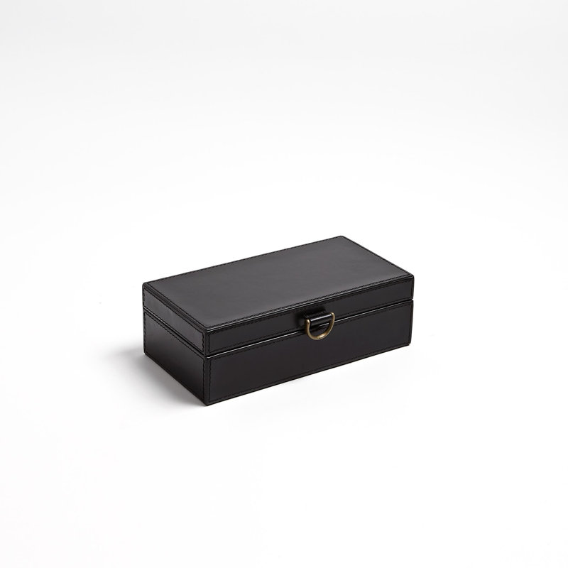 Boîte à bagues en cuir marbré, H 3,25 po x l 5,75 po x P 10 po, Noir