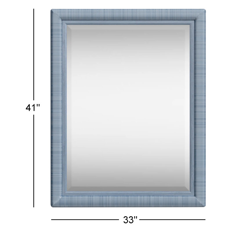 Naples Flat Rattan Beveled Mirror, Sea Glass