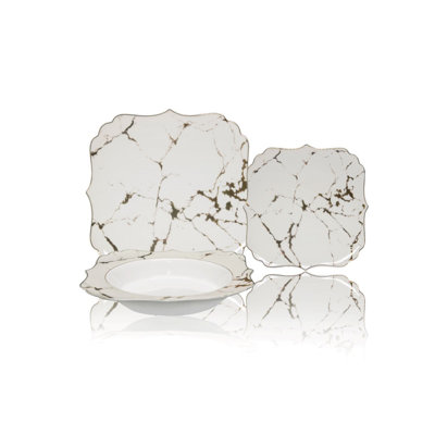 Annibella Cream Marble 18 Piece Dinnerware Set