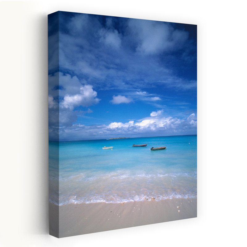 Bateaux, Antilles, mer des Caraïbes, paisible, paisible, plage, océan, art, H 60 po x l 40 po