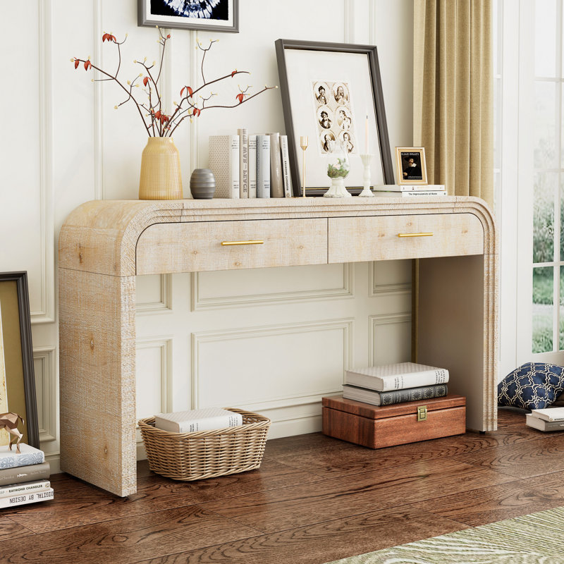 Console à silhouette rétro unique avec style ouvert, deux tiroirs supérieurs pour l'entrée, la salle à manger et le salon