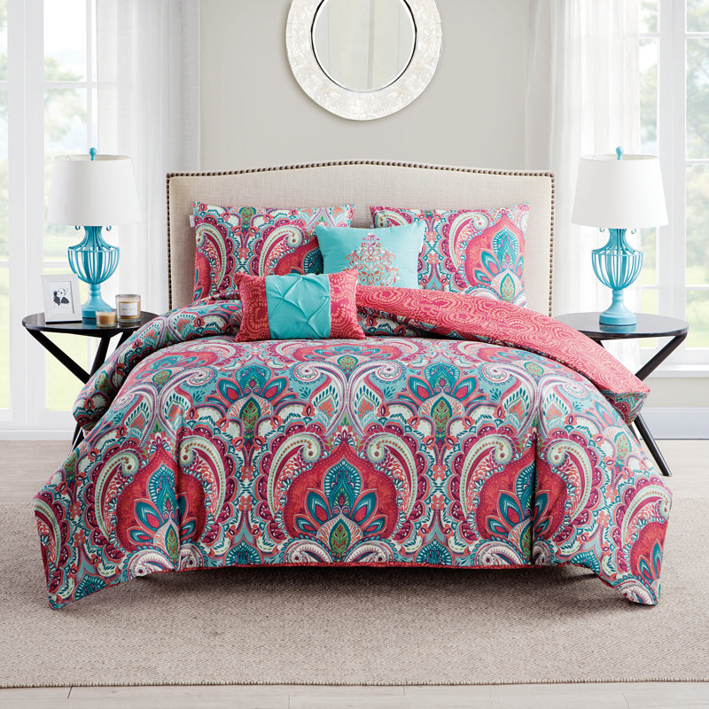 Ensemble de housse de couette réversible 4 pièces Casa Re’al, Housse de couette simple + 2 taies décoratives st