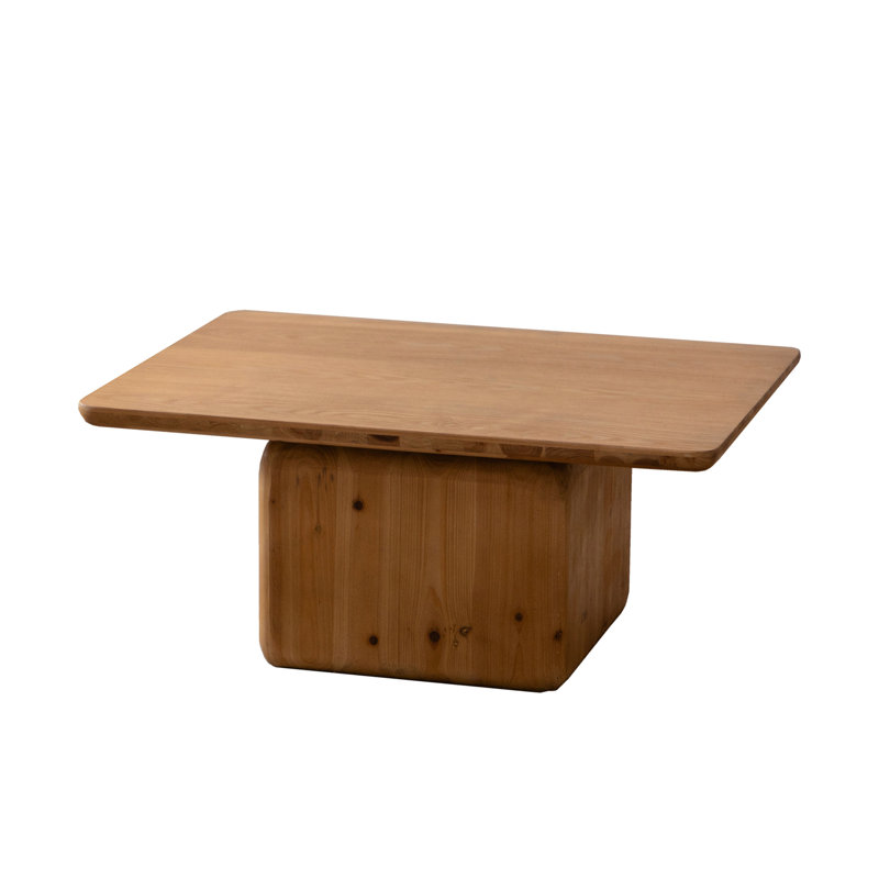 Table basse carrée avec grain de bois classique et fonction polyvalente - pour le salon, le bureau et la salle à manger