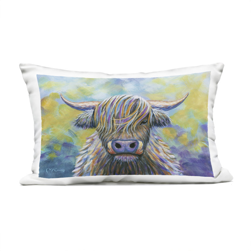 Coussin d'extérieur imprimé Highland Cow, Vibrant