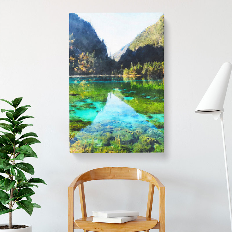 Lake And Mountain View - Wrapped Canvas, 76cm H x 50cm W x 3cm D