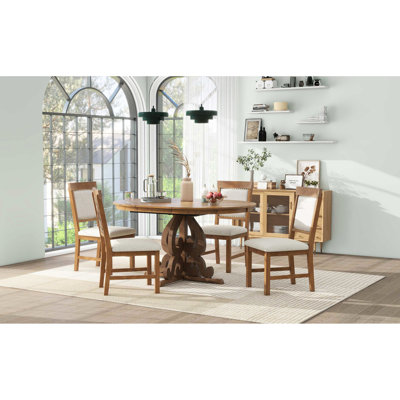 5 tables de salle à manger en noyer: table extensible pour la fonctionnalité et chaises rembourrées Chaise de style rétro: avec design