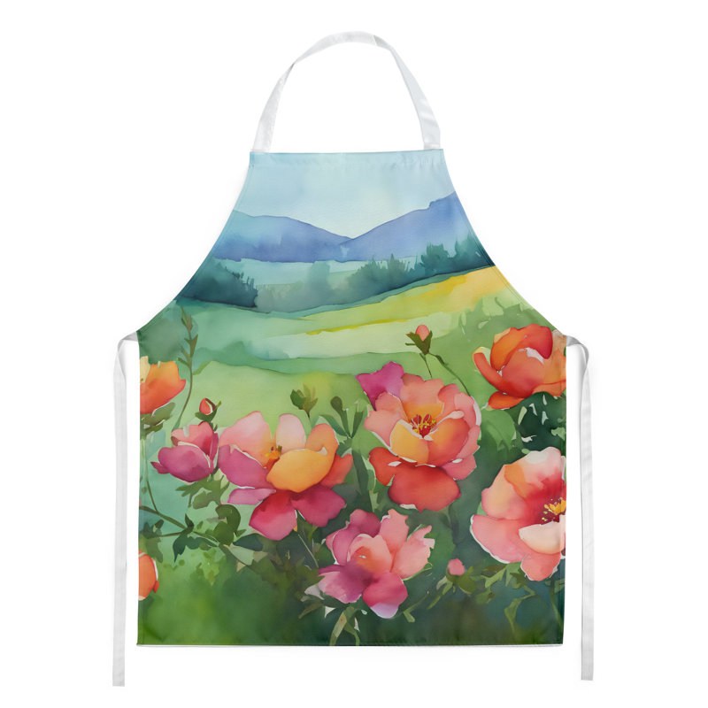 Iris du Tennessee en tablier aquarelle, Roses roses des prairies sauvages de l'Iowa