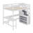 Lit mezzanine avec bureau intégré en forme de L et tablettes de rangement à trois niveaux, et escalier de rangement attaché-2054195505