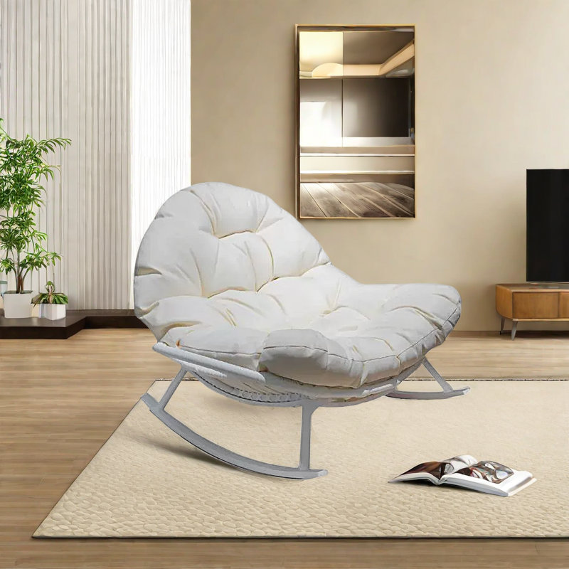 Chaise berçante Shell Style, Blanc cassé, Blanc