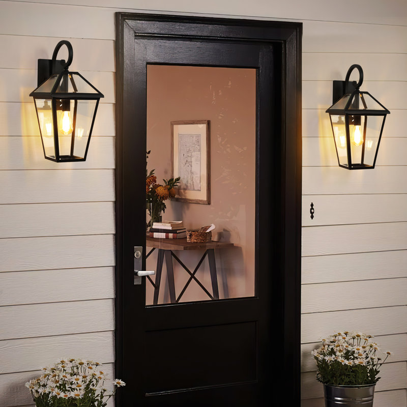  21'' 1-Light Outdoor Wall Sconce With Clear Glass Shade For Porch, Patio, Garage, And Entryway, 21” H x 10” W x 12” D