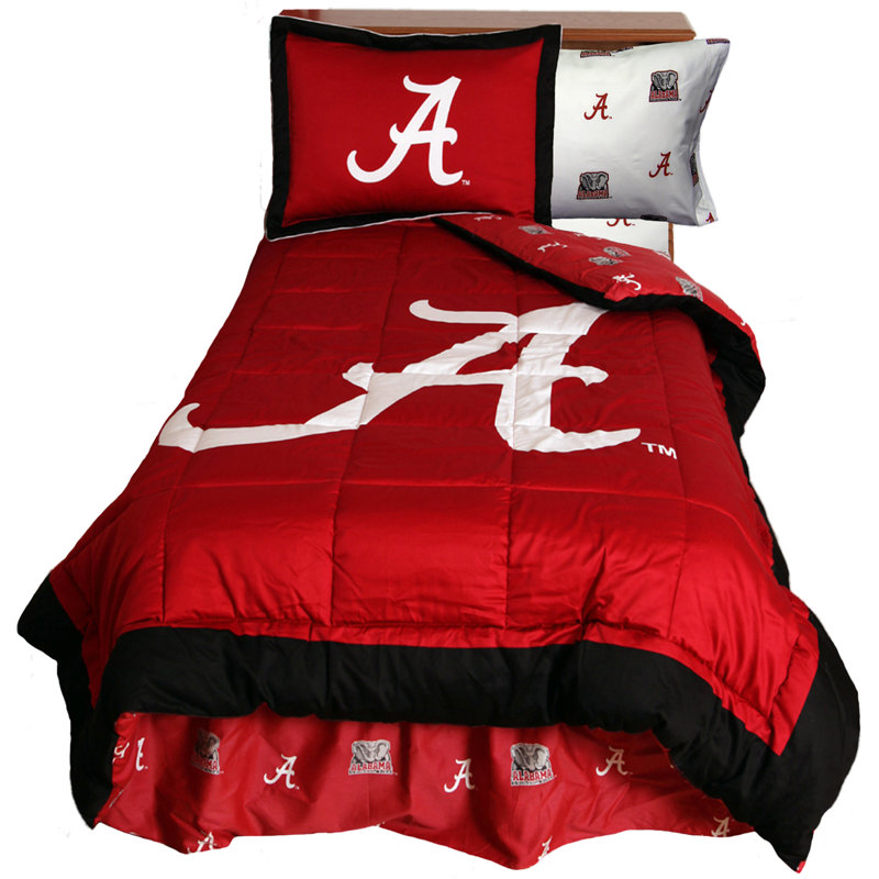 NCAA Sateen Comforter, Full Comforter + 2 Standard Shams, Alabama