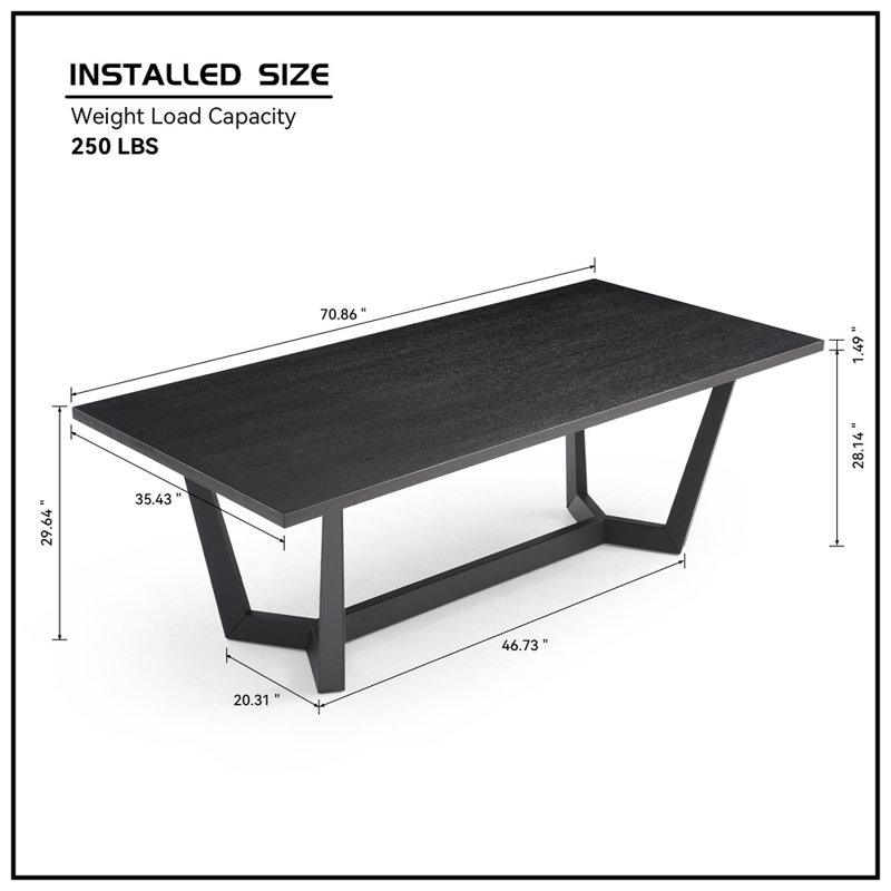 Tomohon Metal Base Dining Table, 29.64" x 35.43" x 70.86"