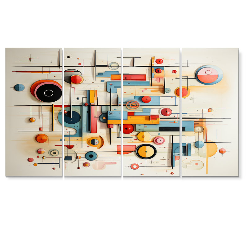 Ensemble d'art mural géométrique rétro Mid Century, H 28 po x l 48 po