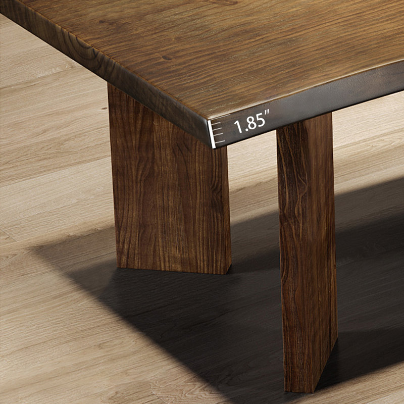 Nut-brown Free form Solid Wood Dining Table, 29.53"H x 78.74"L x 35.43"W