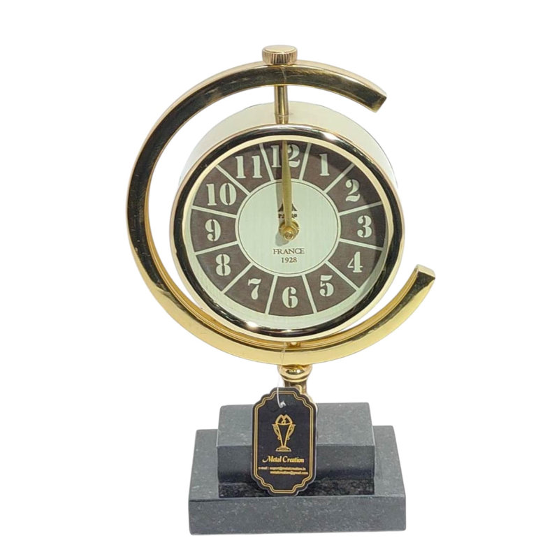 Traditional Numerical Metal Quartz Movement / Crystal Tabletop Clock Gold