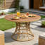 Table de salle à manger d'extérieur - Plateau rond en bois d'acacia et base en osier-282367308