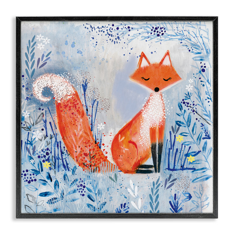 «Whimsical Fox Nature», giclée encadrée par Clare Tupper, H 12 po x l 12 po, Giclée encadrée noir minuit