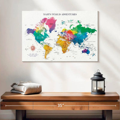 Personalized On My List II Push Pin World Milstead