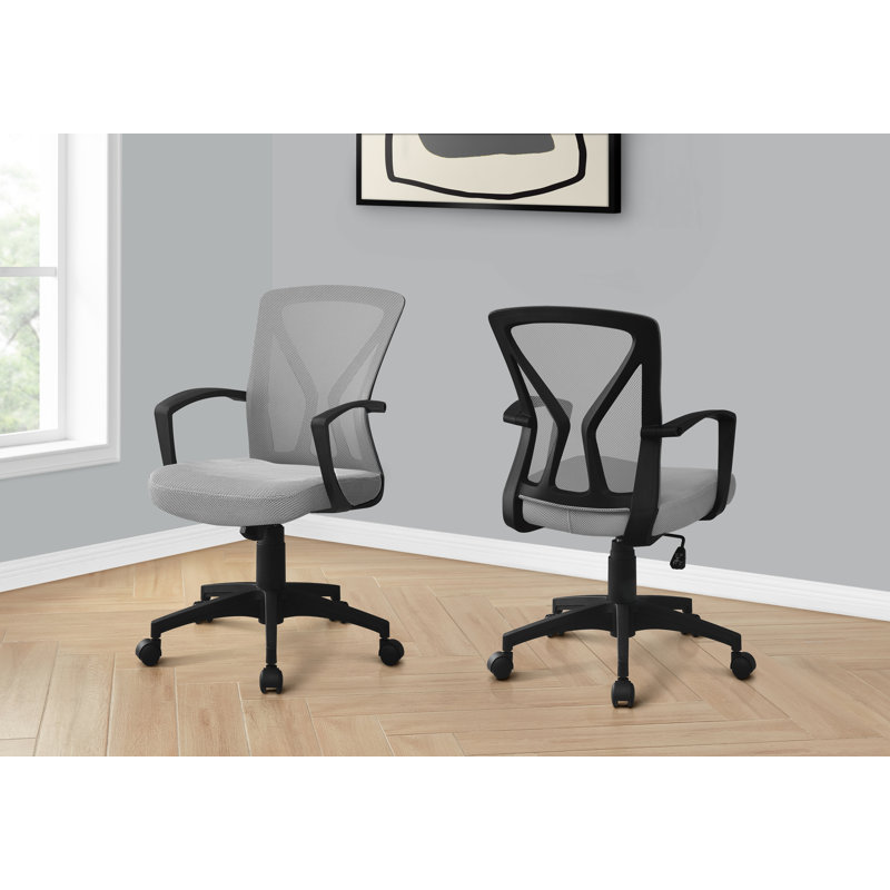 Office Chair, Adjustable Height, Swivel, Ergonomic, Armrests, Computer Desk, Work, Metal, Black, Gray