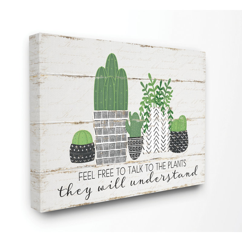 «Feel Free to Talk Cacti Succulents», impression, Toile tendue, H 36 po x l 48 po x P 1,5 po