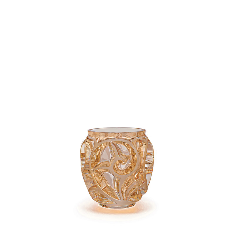 Tourbillons Handmade Crystal Table Vase, 4.96" H x 4.8" W x 4.8" D, Gold Luster