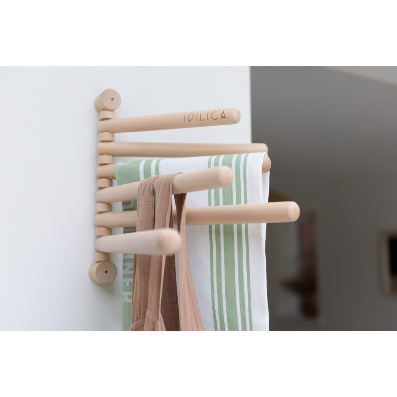 KitchenCraft Idilica Beechwood 6-Rail Wall Rack