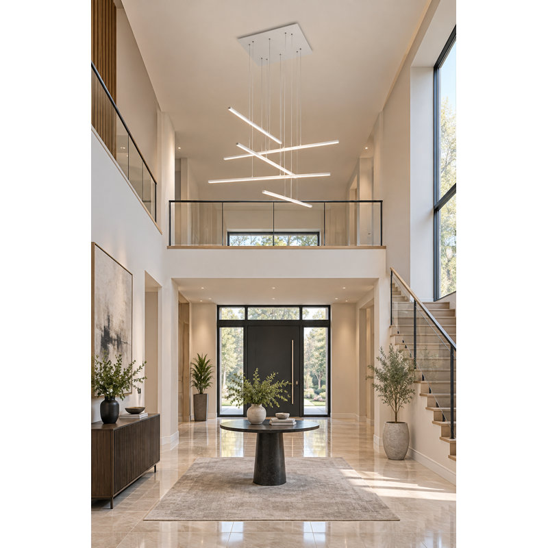 Luminaire suspendu moderne à DEL 5 lumières, Blanc mat