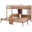 Lit superposé en bois 3 en 1 avec bureau intégré, tablettes de rangement et lampe de lecture-1166785843