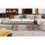 Table basse moderne ovale avec structure en acier inoxydable