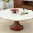 Mid-Century Modern Stone Marble Effect Round Coffee Table Solid Wood Pedestal Table For Living Room & Home Decor-1745911714-1745911712