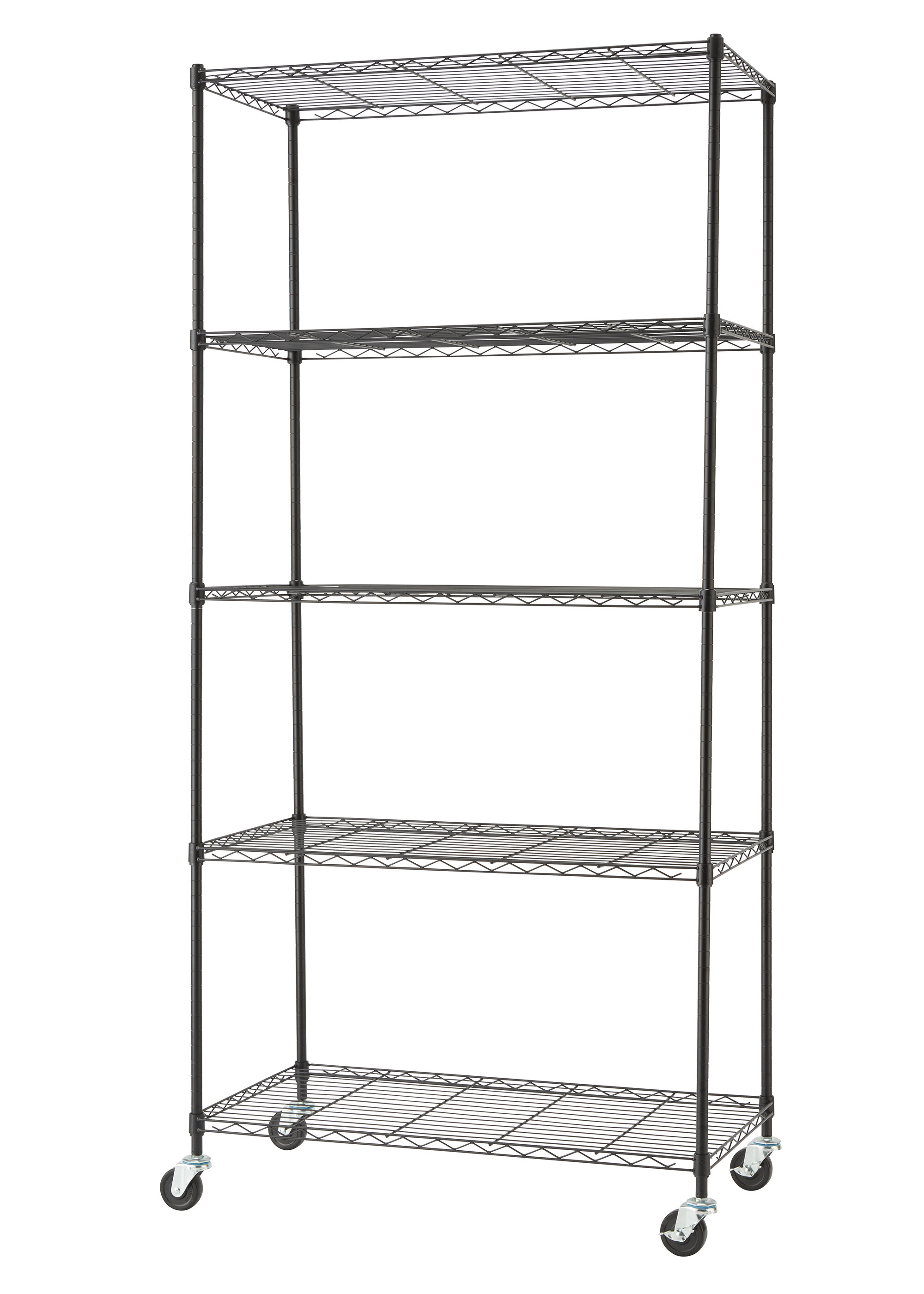 Basics 5-Shelf Adjustable, Heavy Duty Storage Shelving Unit (350 lbs  loading capacity per shelf), Steel Organizer Wire Rack, Black, 36 L x 14