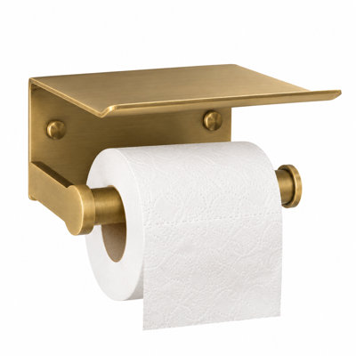 Porte-papier hygiénique avec tablette, support pour rouleau de papier de toilette pour salle de bain, en alliage d'aluminium.