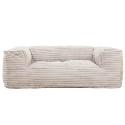 Beige Contemporary Memory Foam Bean Bag , 71 - Inch Depth, Soft Seating And Square Arms For Living Space