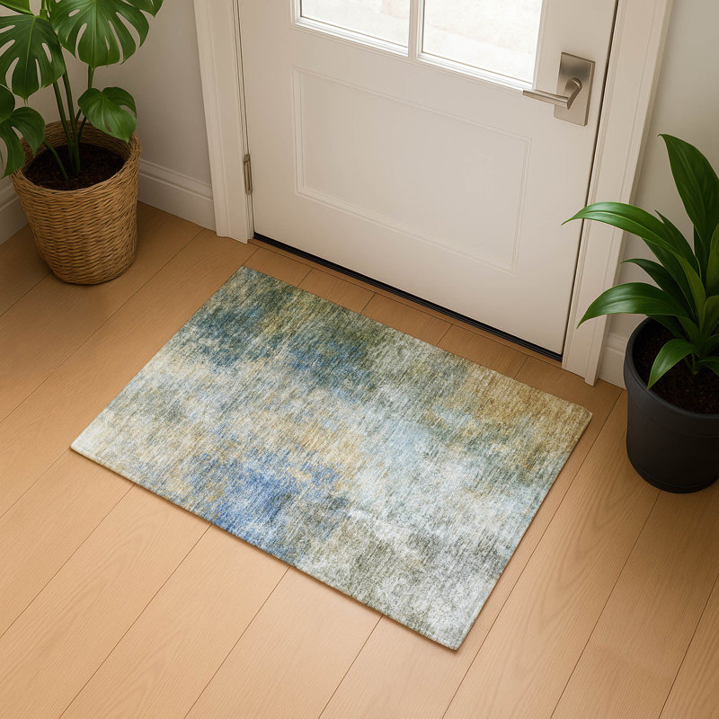 Premium Machine Washable Ariel Abstract Rug, Rectangle 1'8" x 2'6"