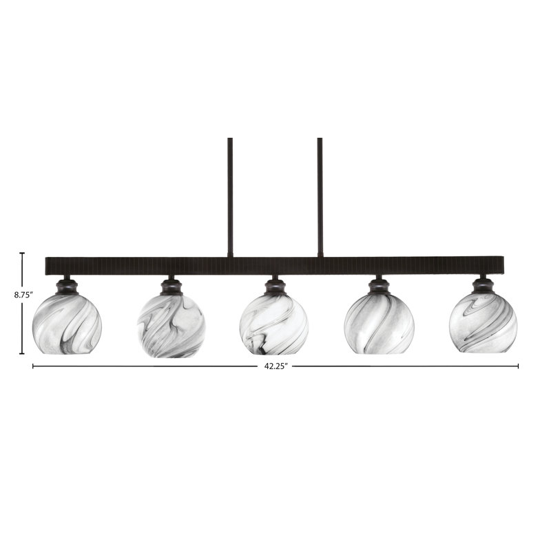 Barre d'éclairage à 5 lumières Edge avec verre tourbillon onyx de 5,75 po, Espresso