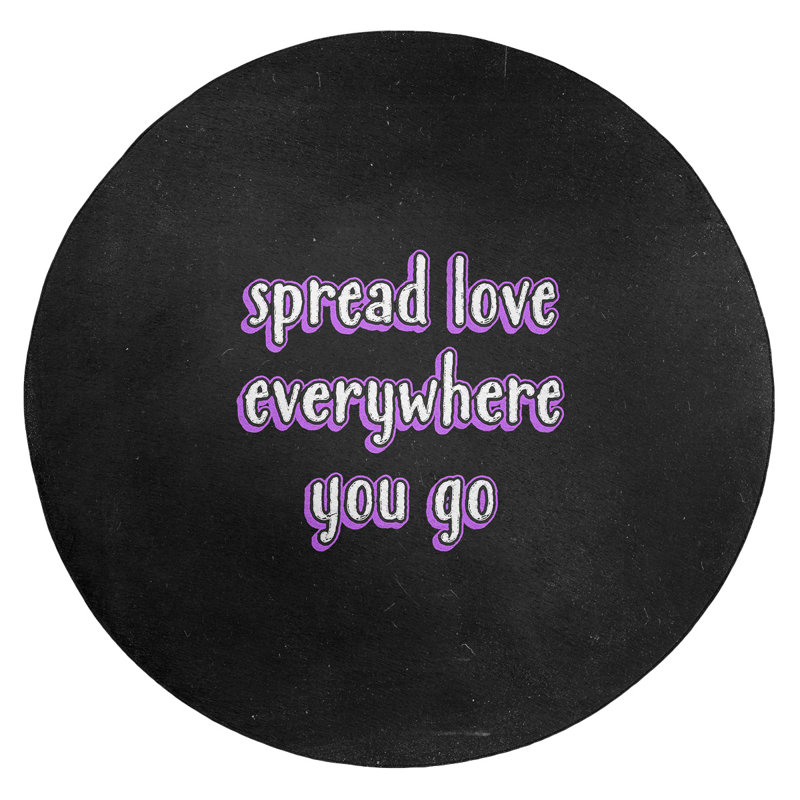 Tapis en polyester tableau noir style "spread love quot", Rond 5 pi