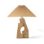 Petite lampe de table moderne en résine beige avec abat-jour en lin pour le salon de la chambre à coucher, ampoule incluse