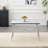Modern Minimalist Rectangular Dining Table, Suitable For 4-6 People. Tempered Glass Countertop+Lower MDF Board,Imitation Marble Texture, Silver Metal Tapered Legs. Suitable For Minimalist Restaurants.-768176034