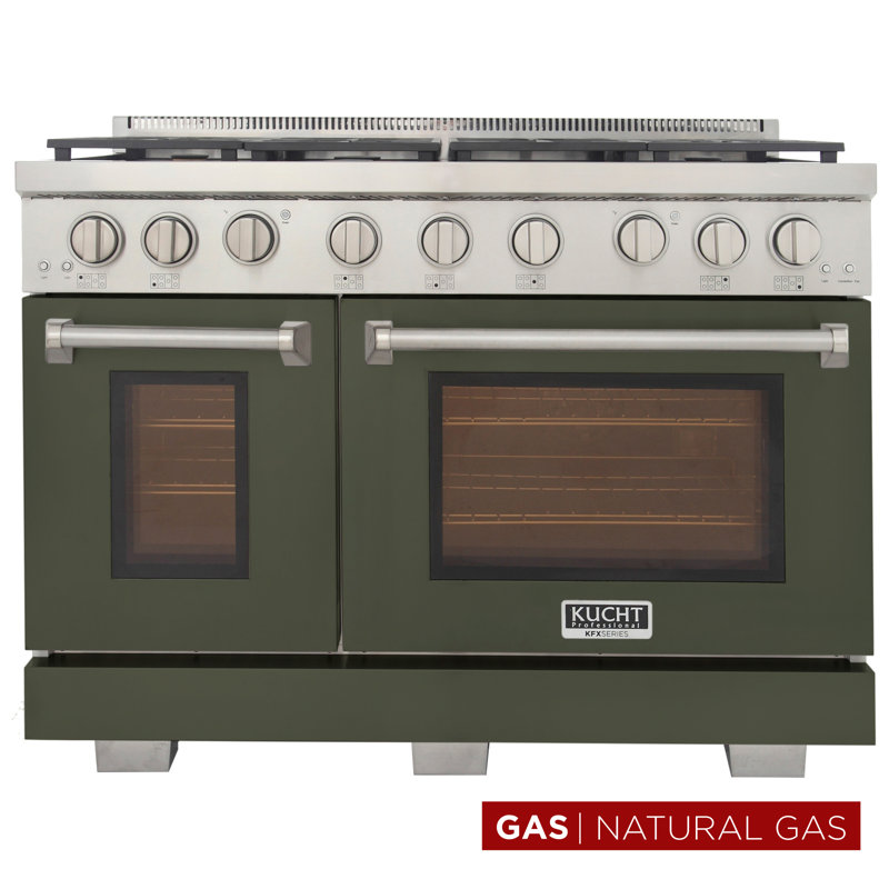 Kucht 48'' W Free Standing Range, Natural Gas, Olive Green