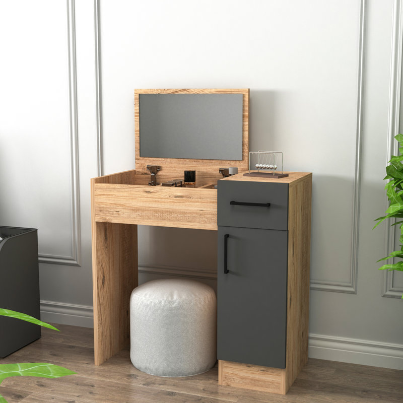 Makeup Vanity With Mirror Ellian, Atlantic Pine/Anthracite