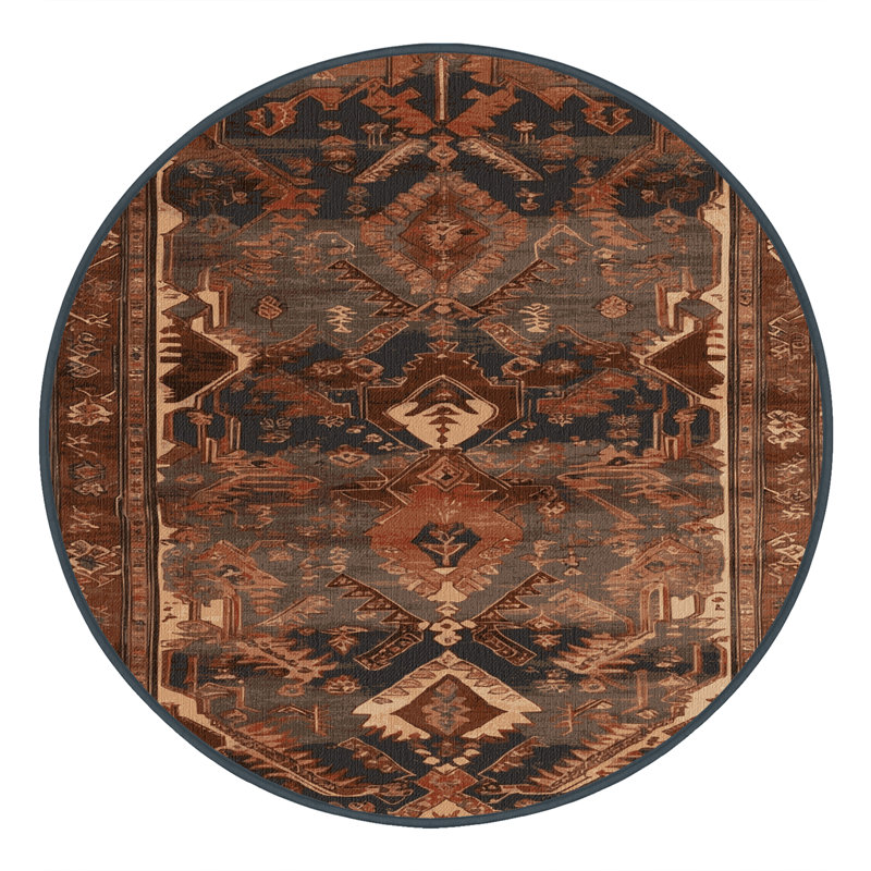 Tapis brun lavable à la machine, Rond 4 pi