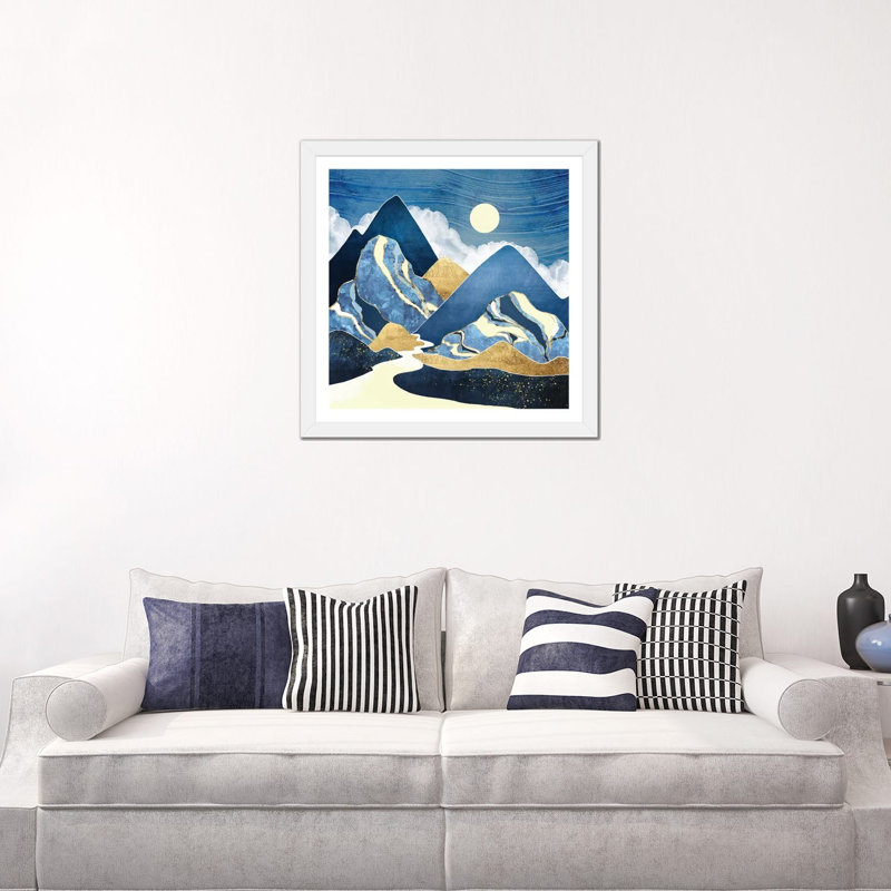 Moon River - impression d'art graphique, Blanc, Papier encadré blanc, H 24 po x l 24 po x p 1 po