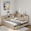 Lit de jour en bois avec tablettes de rangement, portes coulissantes et 3 tiroirs-549845111